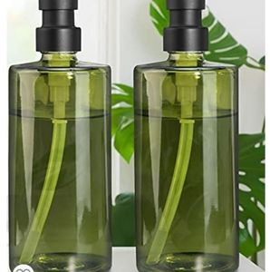 Green glass hand soap dispenser